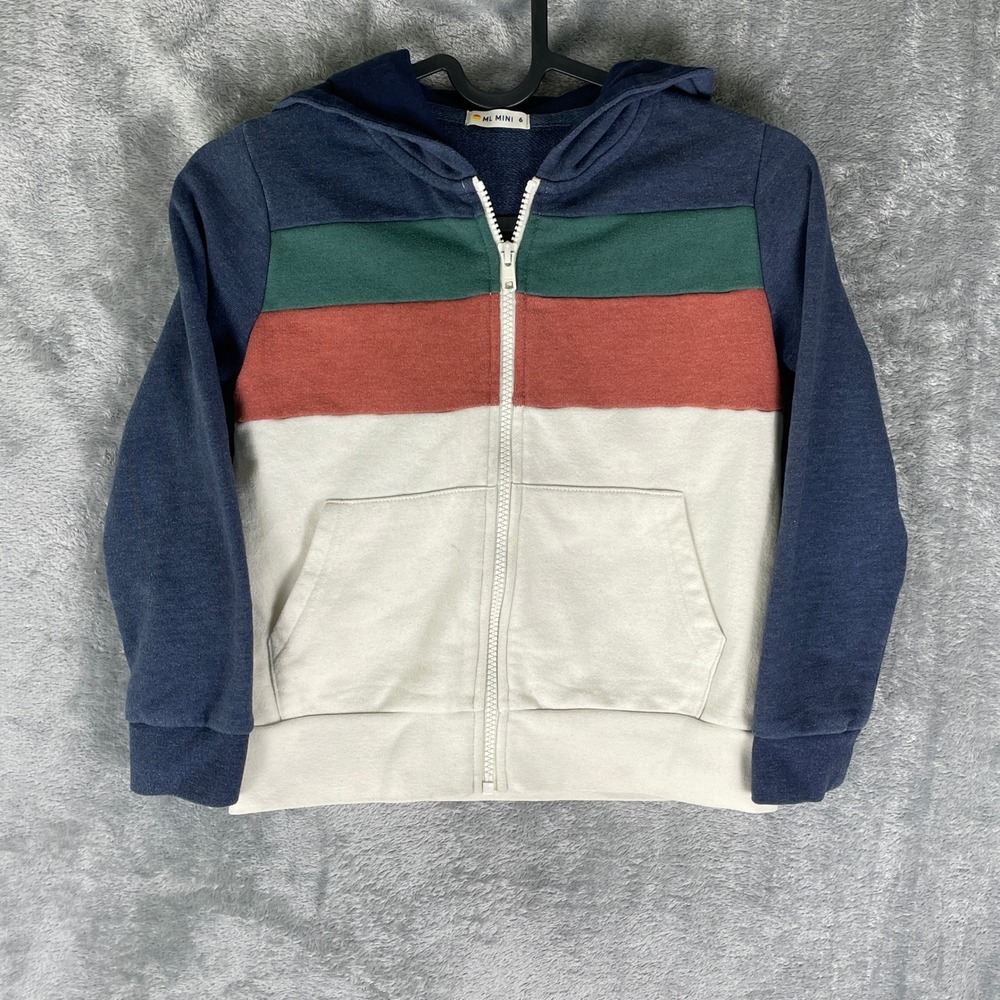 ML Mini Hoodie Kids 6 Multicolor Good Colorblock Zip Up‎ Pockets Cotton Blend